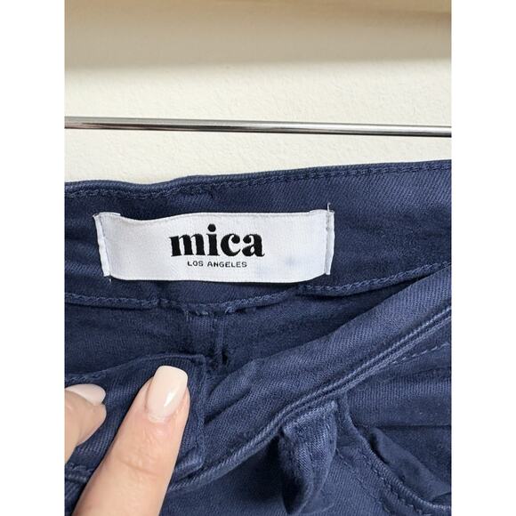 Mica Los Angeles Women’s Blue Khaki Wide Leg Crop Pants Size 30 X 26 High Rise - Picture 4 of 7